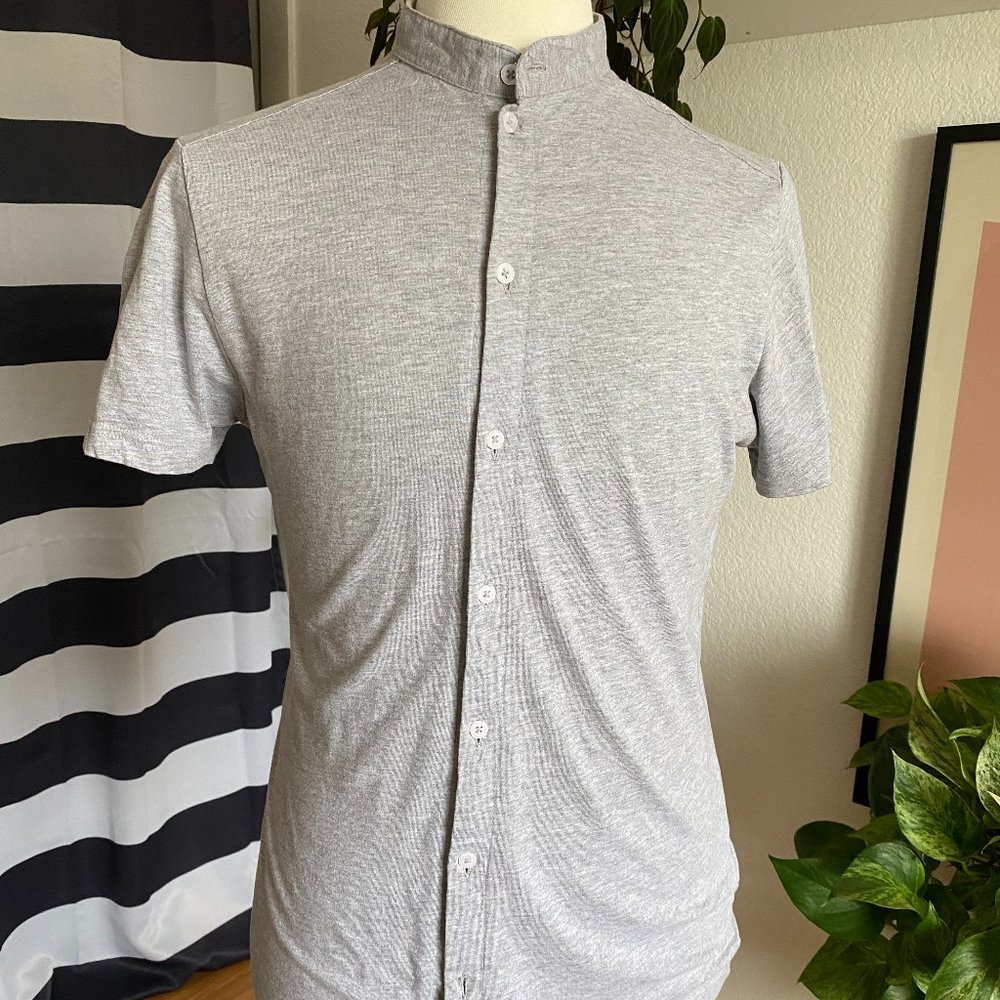 Short Sleeve Grandad Mandarin Collar shirt